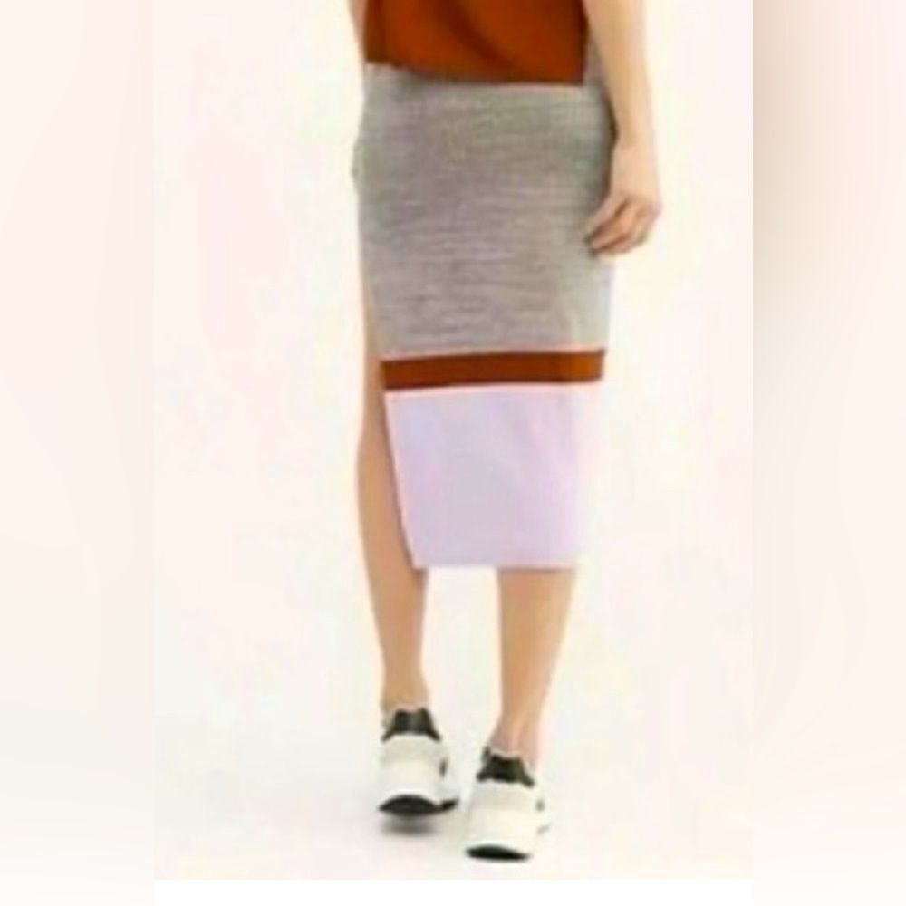 Free People Color Block Stop and Star Knit MIDI Skirt with Slit Size S - Picture 2 of 7